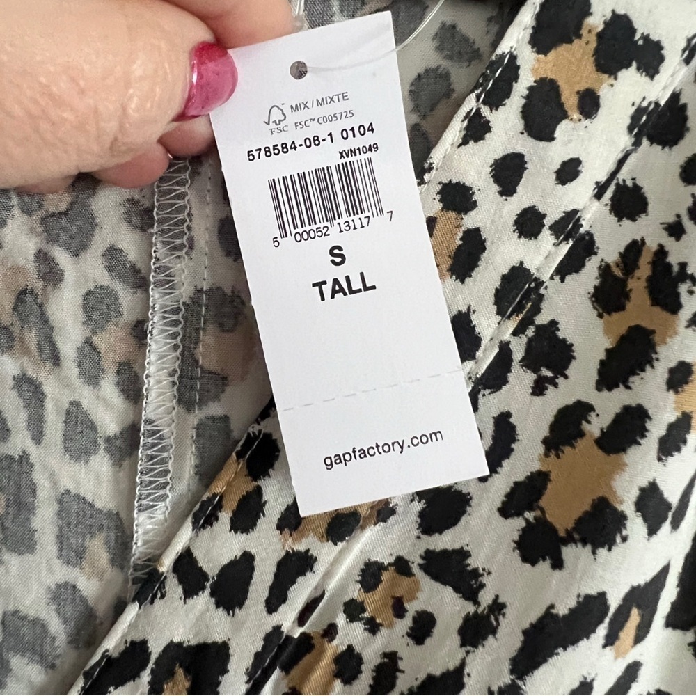 Gap V-Neck Dolman Sleeve Leopard Print Dress Size Small Tall - Picture 7 of 9